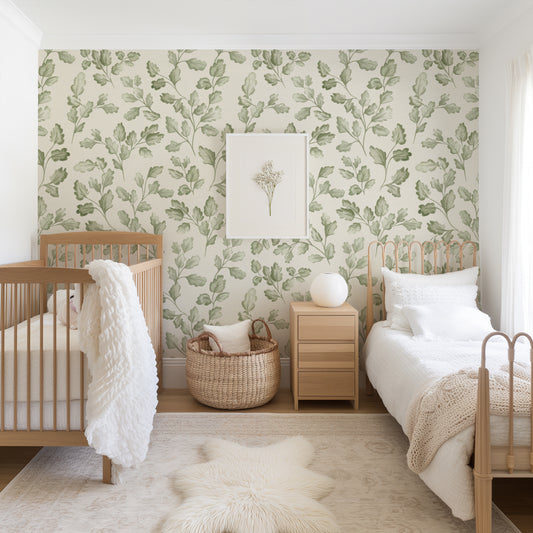 Oak Leaves - Faux Texture - Ivory - Large Scale
