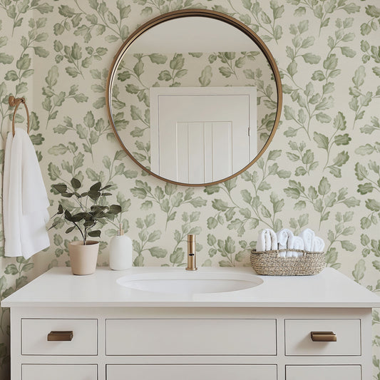 Oak Leaves - Faux Texture - Ivory - Large Scale