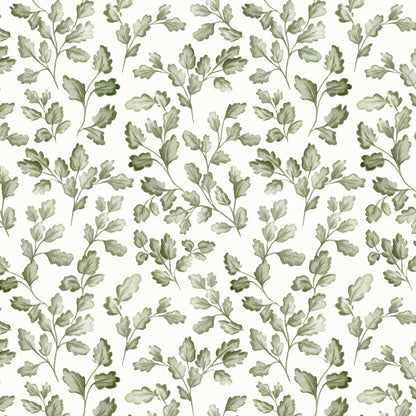 Pattern of green leaves on a white background