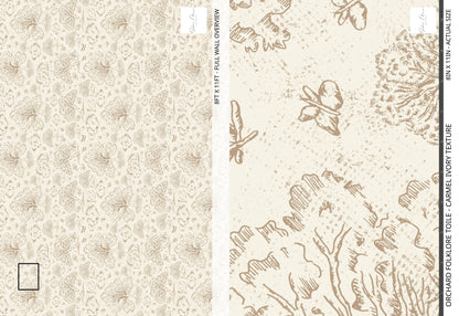 Orchard Folklore Toile - Carmel Ivory Texture
