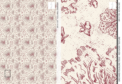 Orchard Folklore Toile - Red Ivory Texture