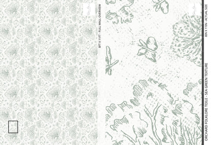 Orchard Folklore Toile - Sea Green Texture