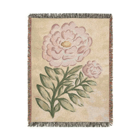 Raleigh Floral Woven Cotton Blanket — Large Floral Pattern Throw