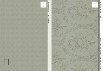 Rose Lineage - Antique Line Art  - Sage Green
