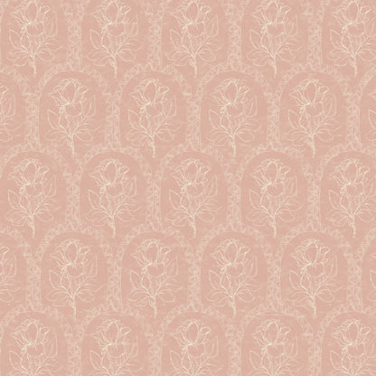 Rose Lineage - Antique Line Art - Salmon Pink