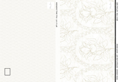 Rose Lineage - Antique Line Art - White Beige