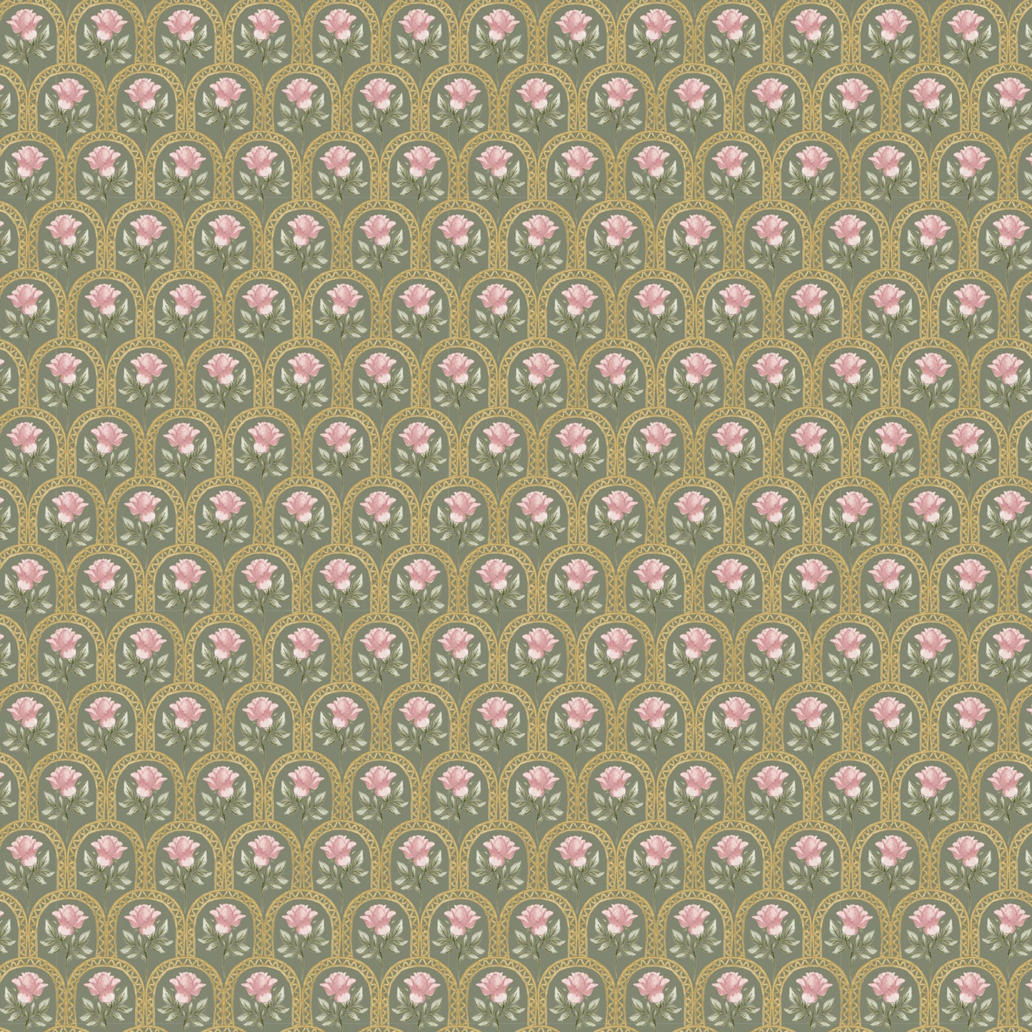 Rose Lineage - Watercolour - Sage Wallpaper