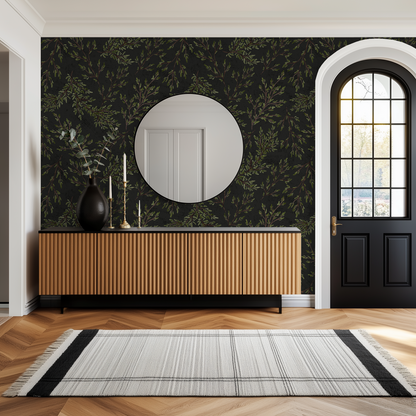 Rustic Watercolour Leaf Branches - Black