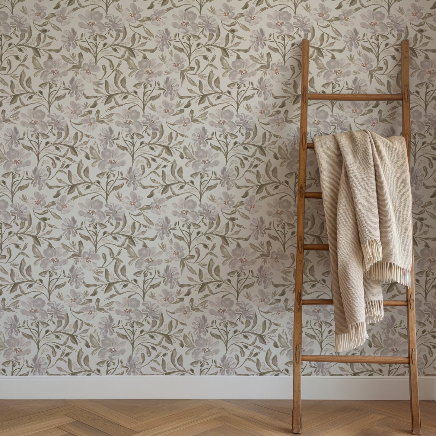 Vintage Floral Vines - Rustic White