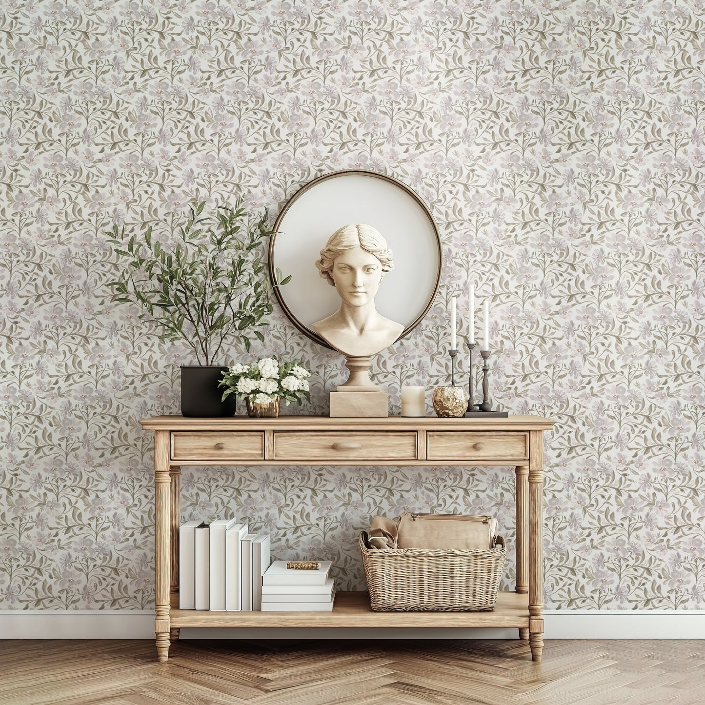 Vintage Floral Vines - Rustic White