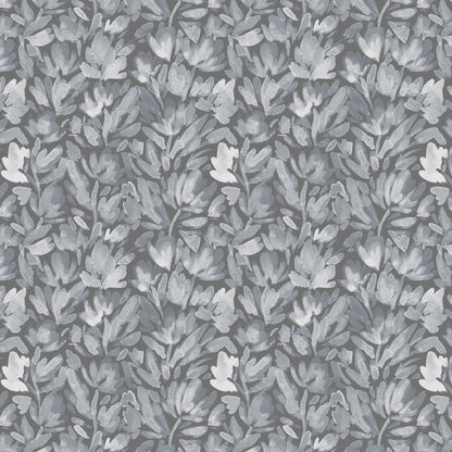 Serene Tulip Vines - Charcoal Grey