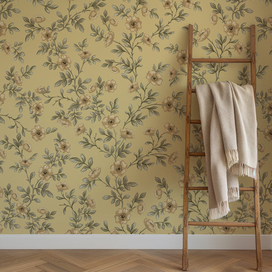Vintage Rose Vines - Amber - Large Scale