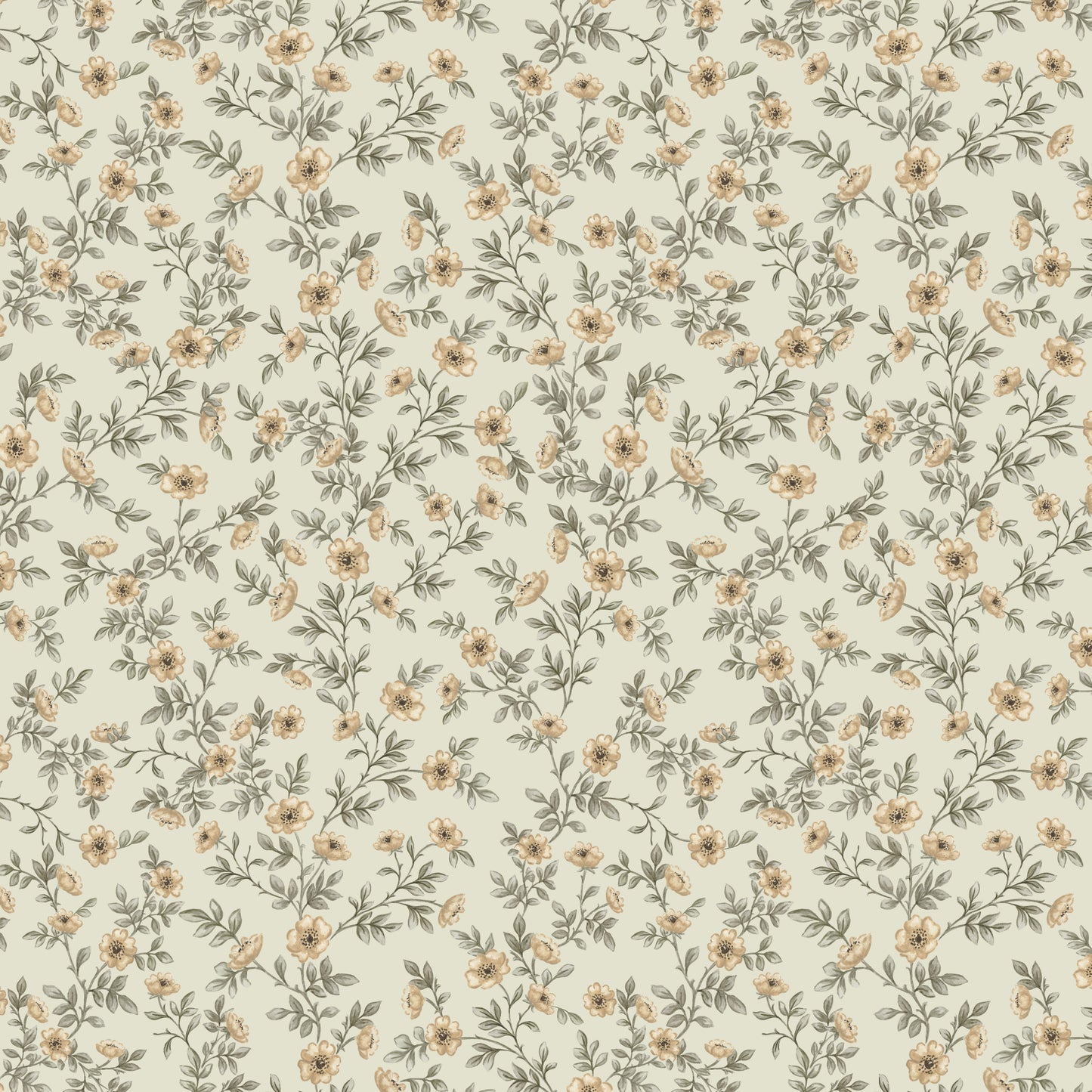 Vintage Rose Vines - Beige - Large Scale