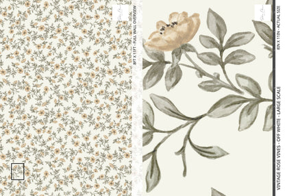 Vintage Rose Vines - Off White - Large Scale