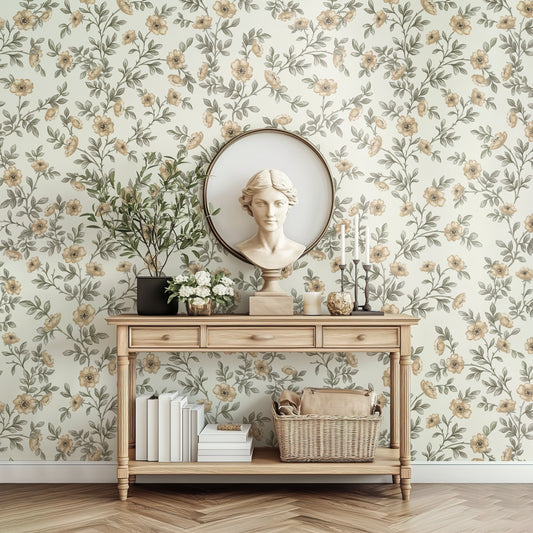 Vintage Rose Vines - Off White - Large Scale