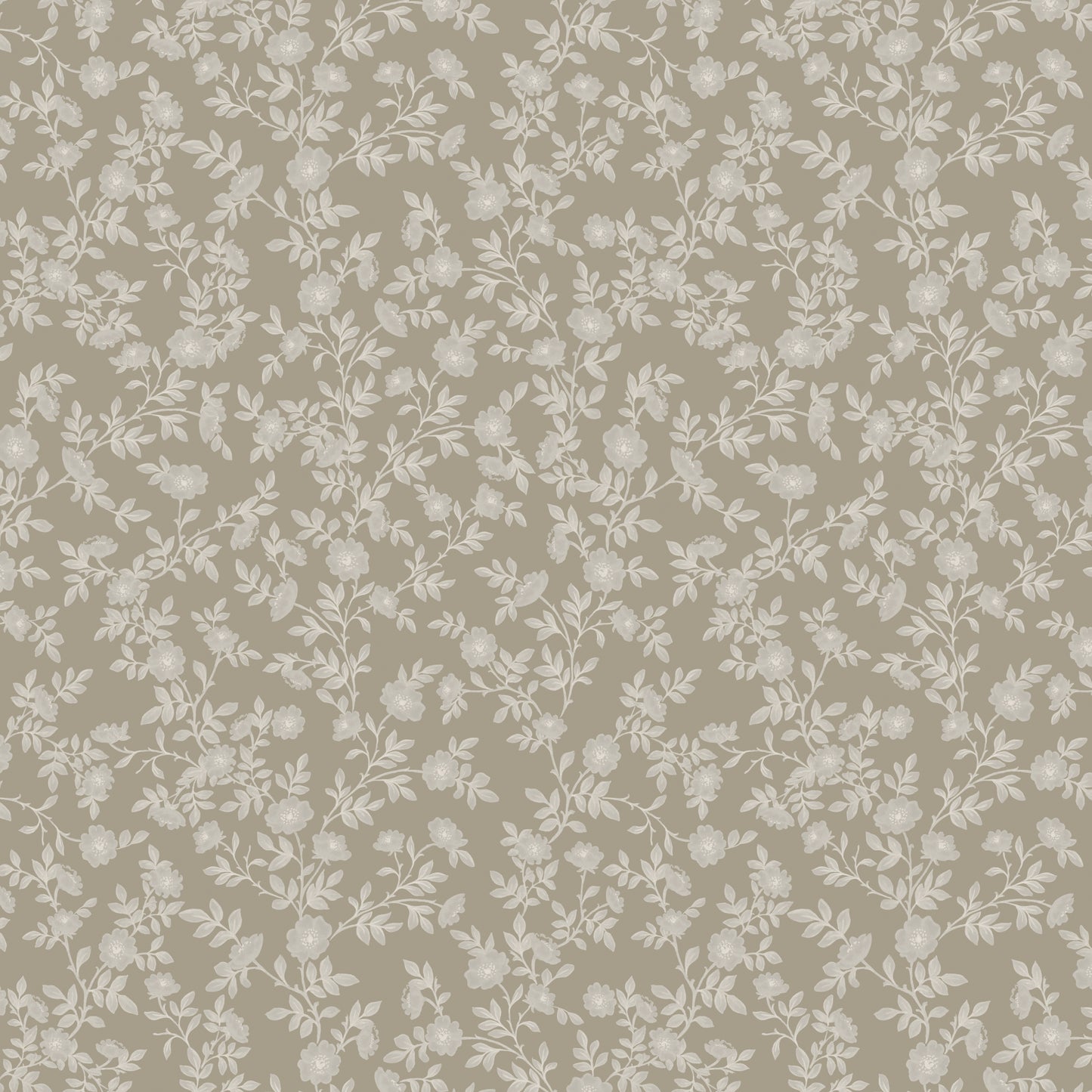 Vintage Rose Vines - Silhouette - Beige - Large Scale