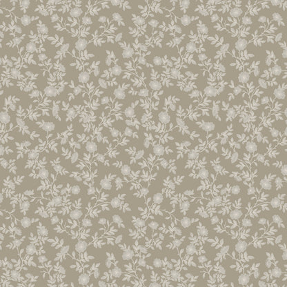 Vintage Rose Vines - Silhouette - Beige - Large Scale