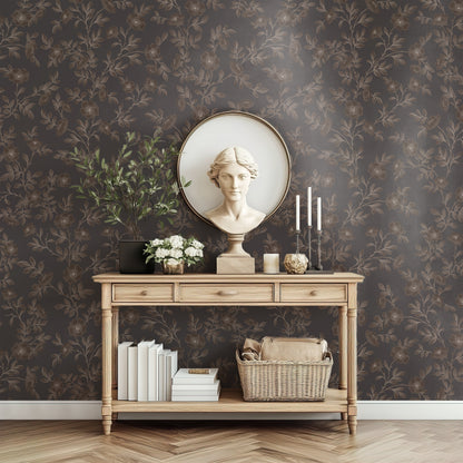 Vintage Rose Vines - Silhouette - Moody Amber - Large Scale