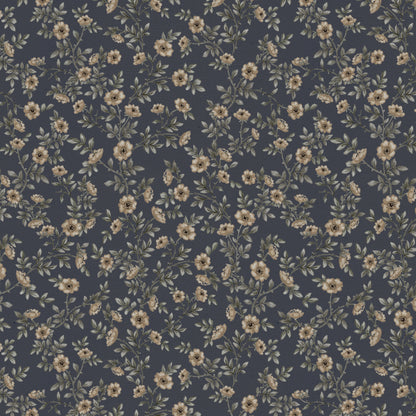 Vintage Rose Vines - Navy Canvas - Small Scale