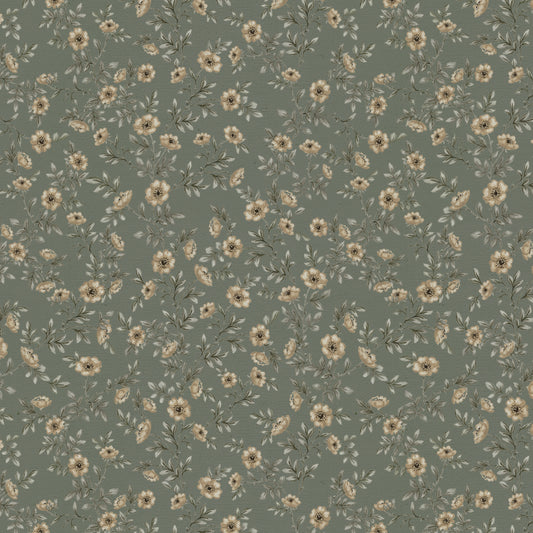 Vintage Rose Vines - Sage Canvas - Small Scale