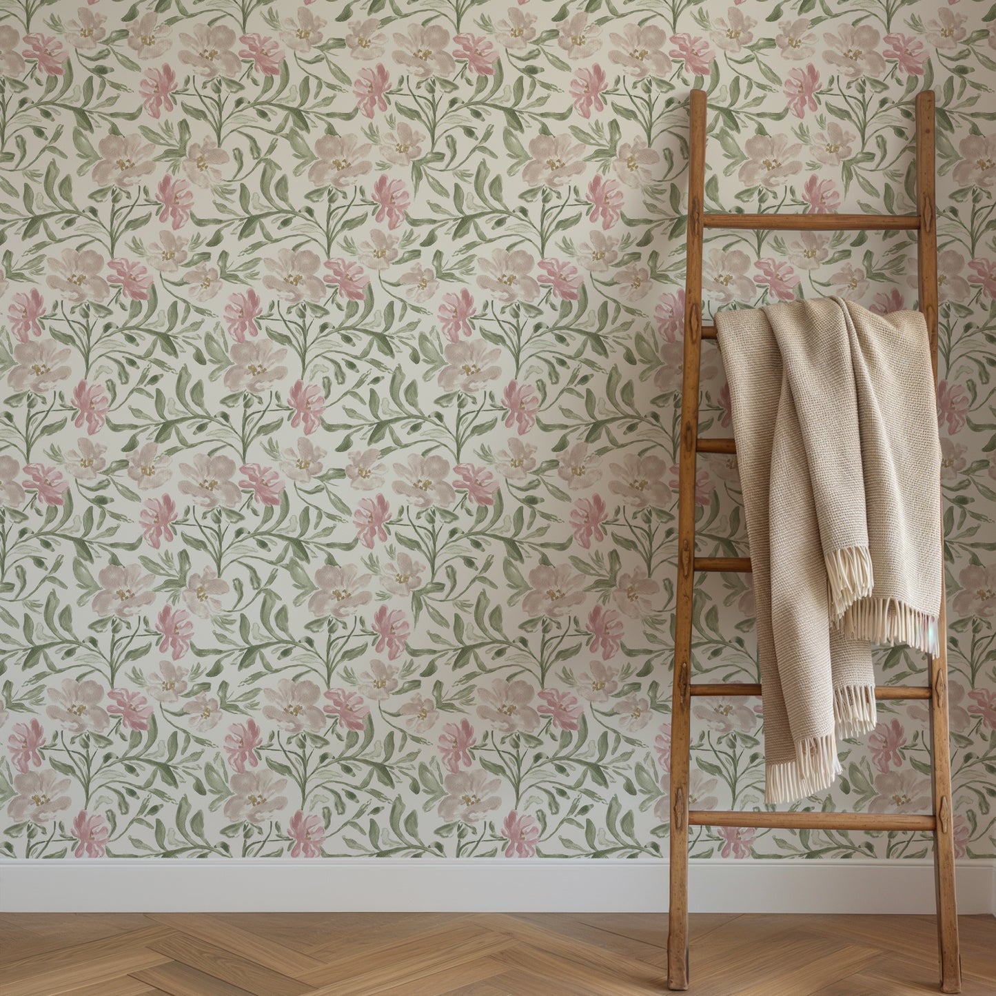 Vintage Floral Vines - Warm Cream