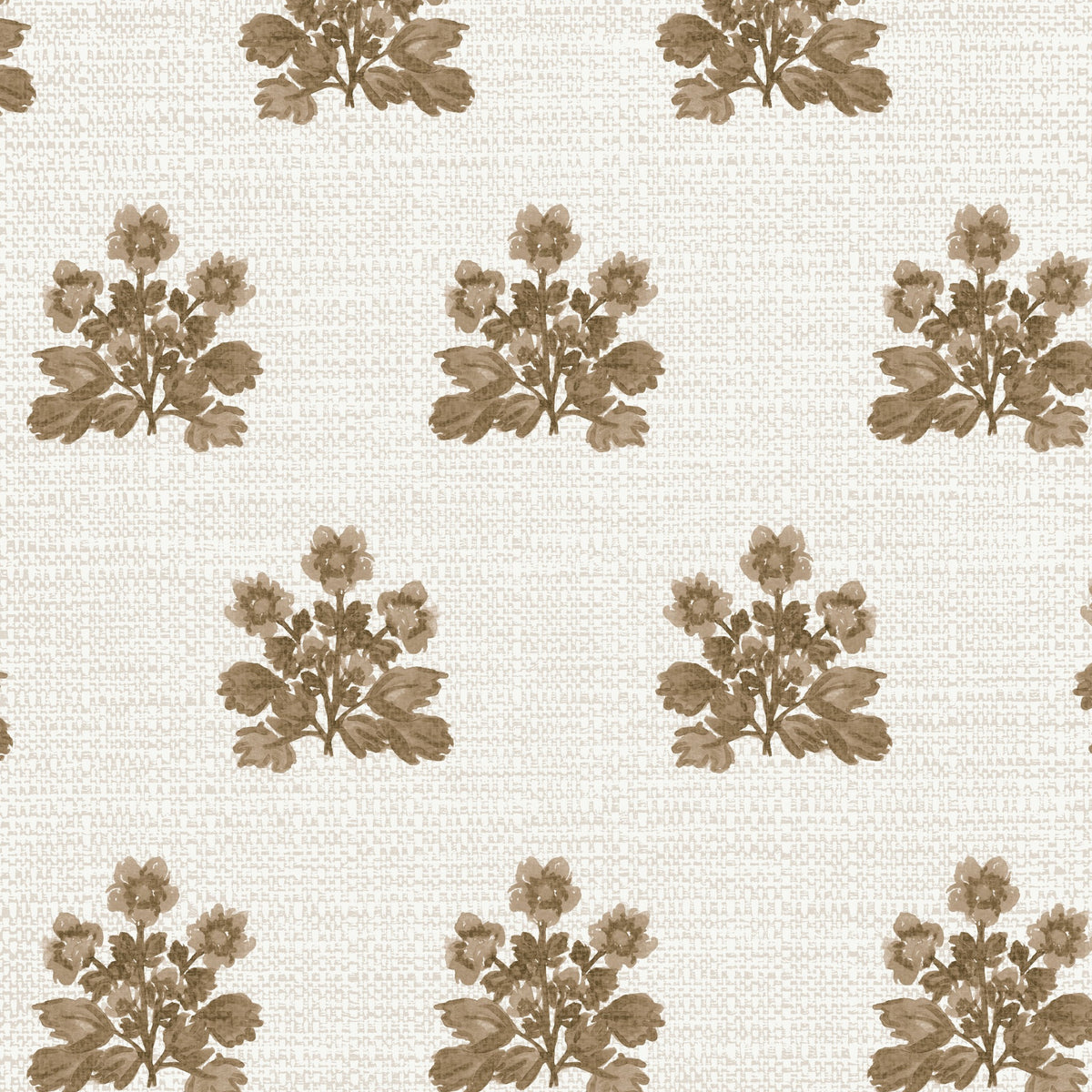 Musky brown floral wallpaper with delicate motifs on a soft backdrop