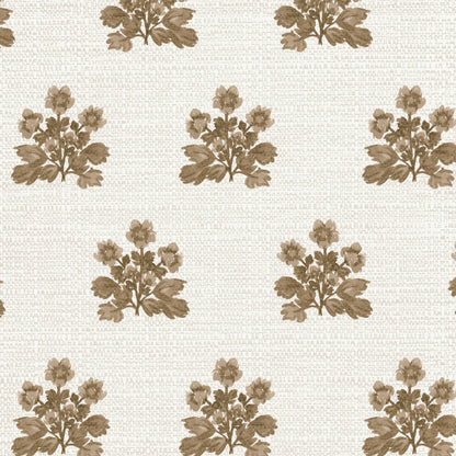Musky brown floral wallpaper with delicate motifs on a soft backdrop