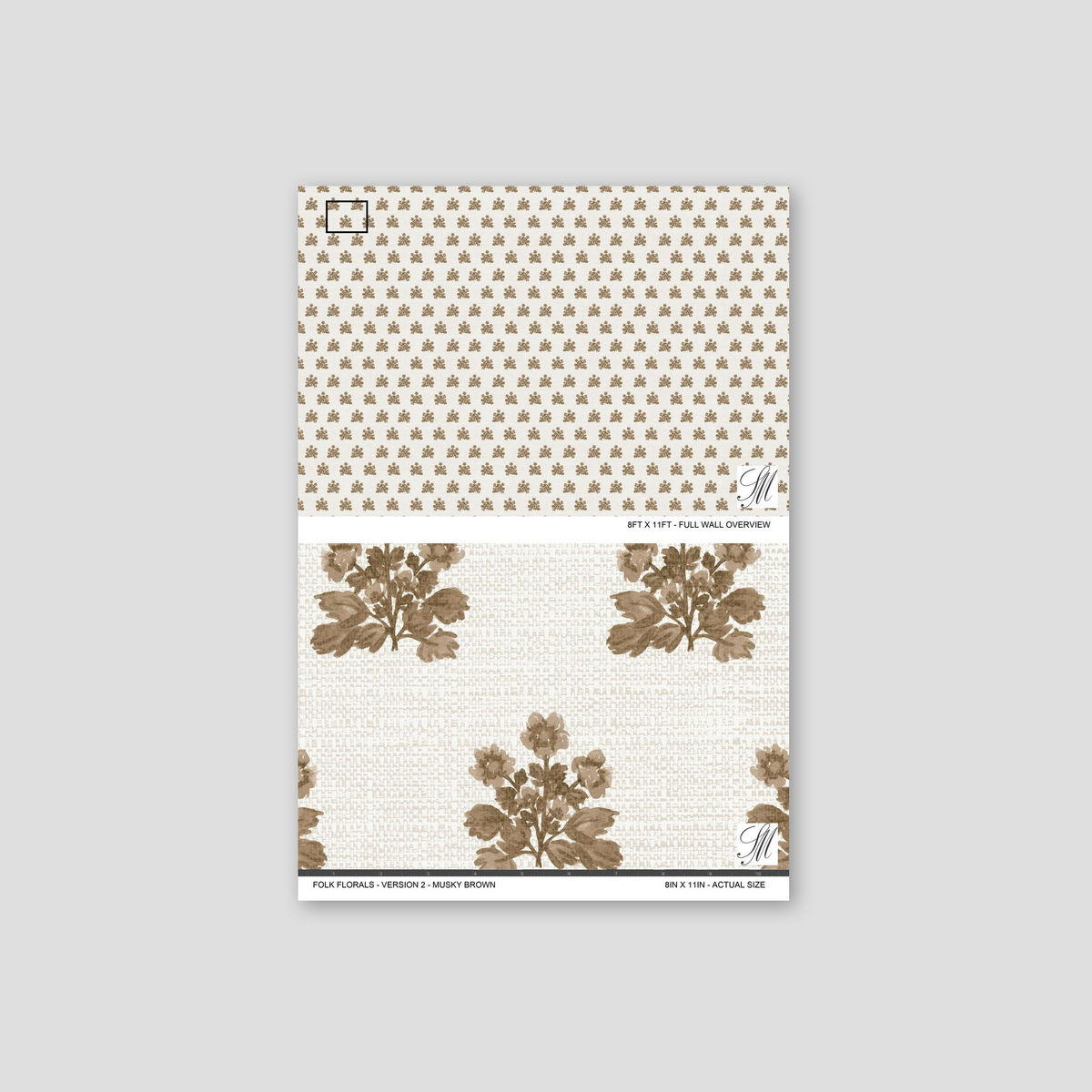 Musky brown floral wallpaper with delicate pattern on soft backdrop