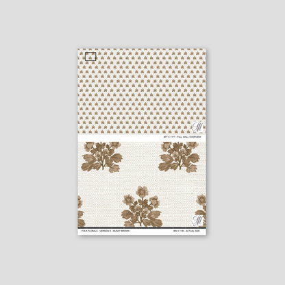Musky brown floral wallpaper with delicate pattern on soft backdrop
