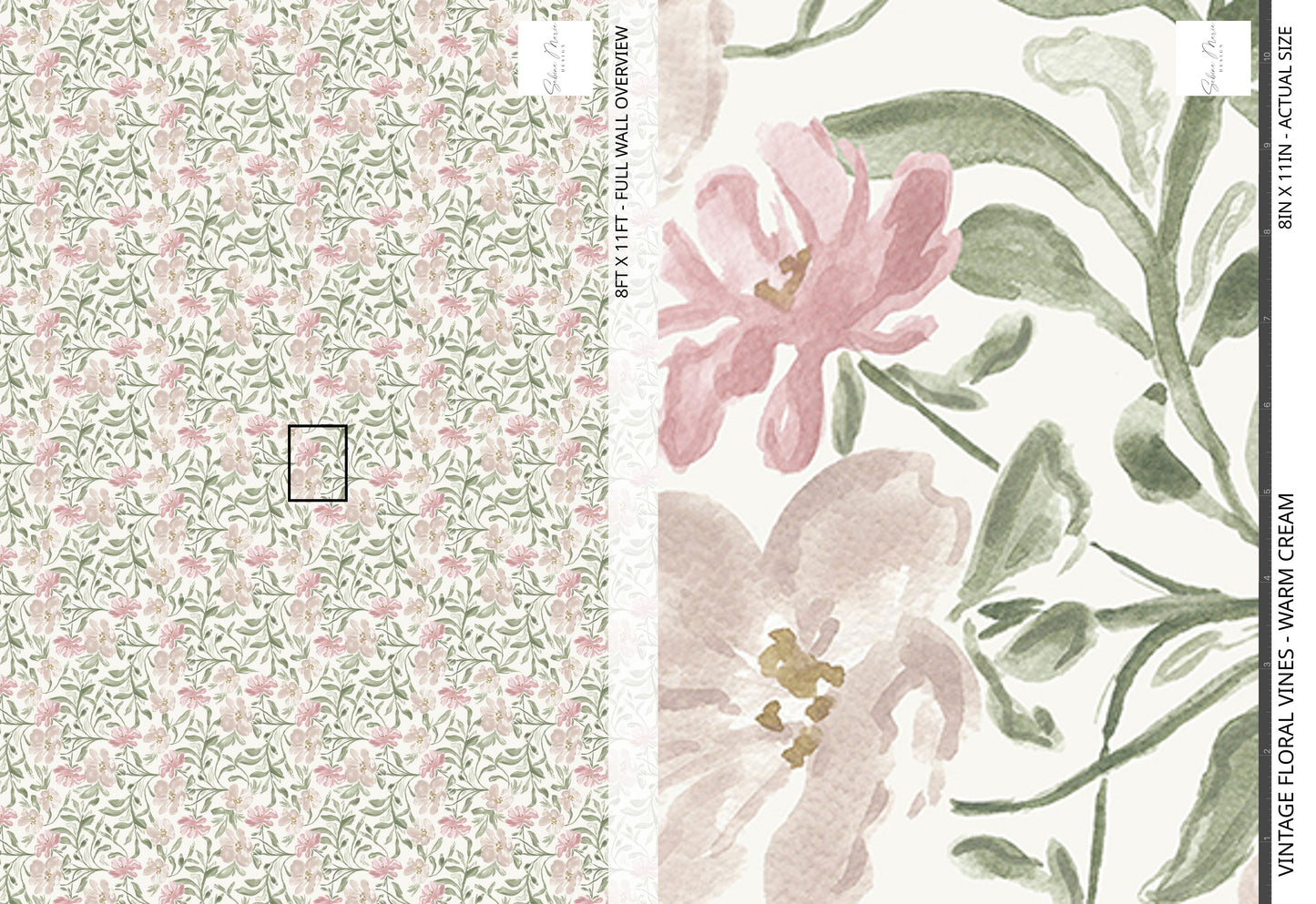Vintage Floral Vines - Warm Cream