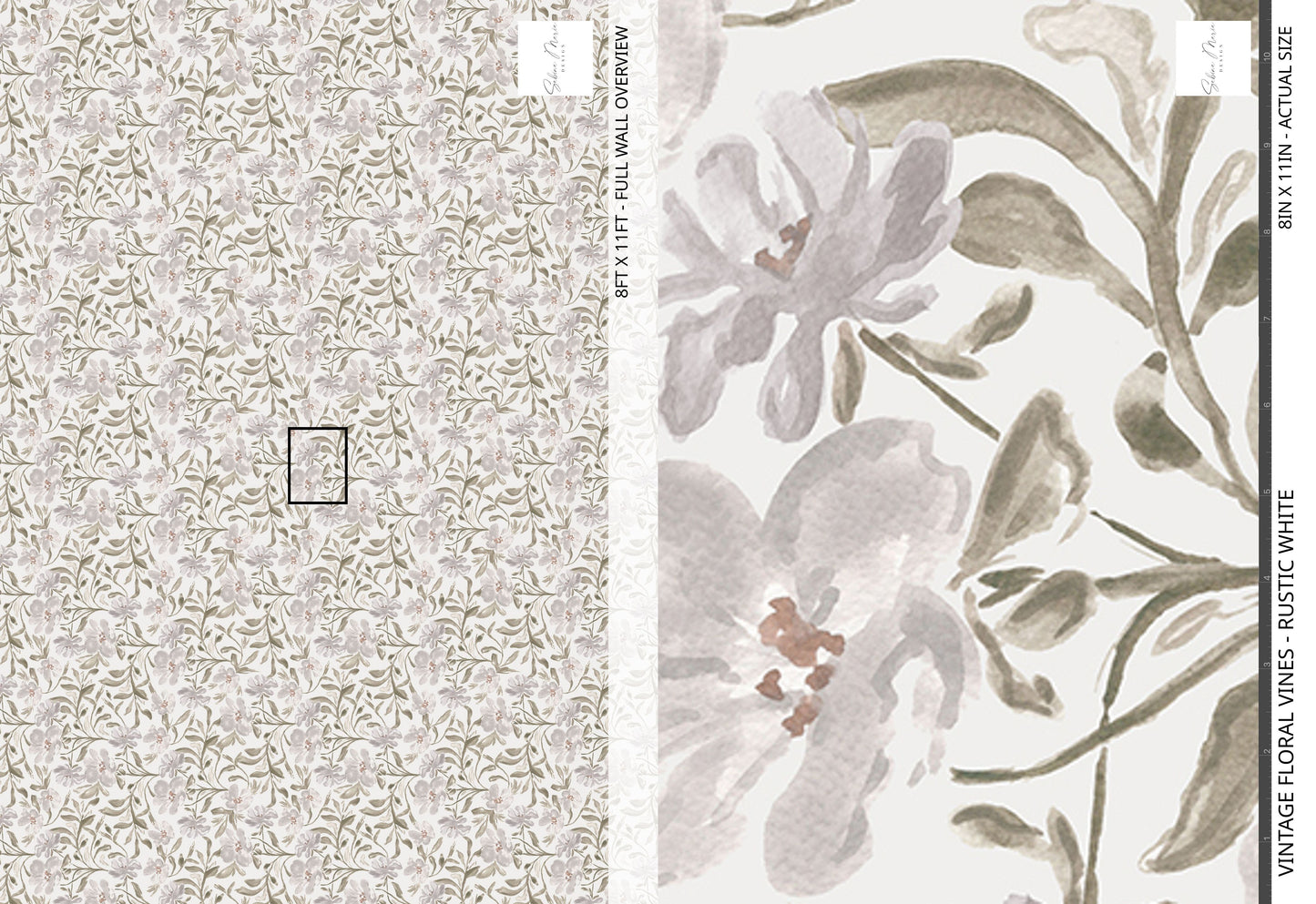 Vintage Floral Vines - Rustic White