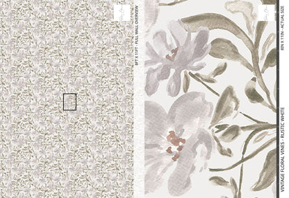 Vintage Floral Vines - Rustic White