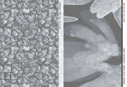Serene Tulip Vines - Charcoal Grey